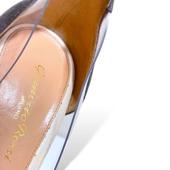 Gianvito Rossi Silver/Grey Leather, Suede and PVC Plexi Pumps |Size 37| - Picture 10 of 13